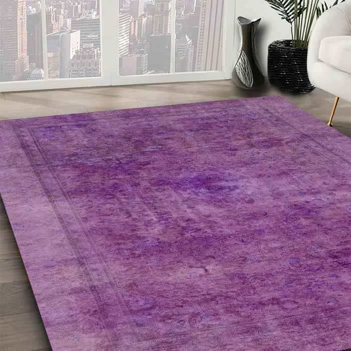 Machine Washable Abstract Orchid Purple Rug in a Family Room, wshabs2129