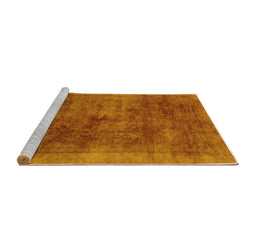 Sideview of Machine Washable Abstract Yellow Modern Rug, wshabs2129yw