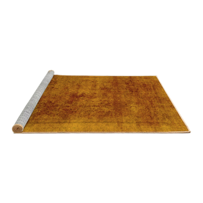 Sideview of Machine Washable Abstract Yellow Modern Rug, wshabs2129yw