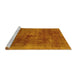 Sideview of Machine Washable Abstract Yellow Modern Rug, wshabs2129yw