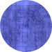 Round Abstract Blue Modern Rug, abs2129blu