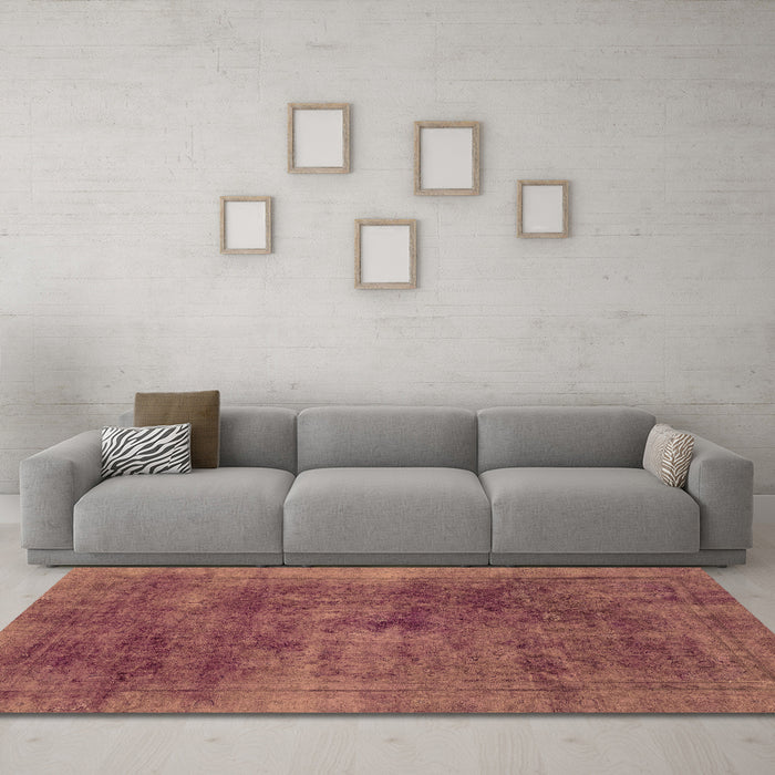 Machine Washable Abstract Brown Modern Rug in a Living Room,, wshabs2129brn