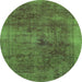 Round Abstract Green Modern Rug, abs2129grn