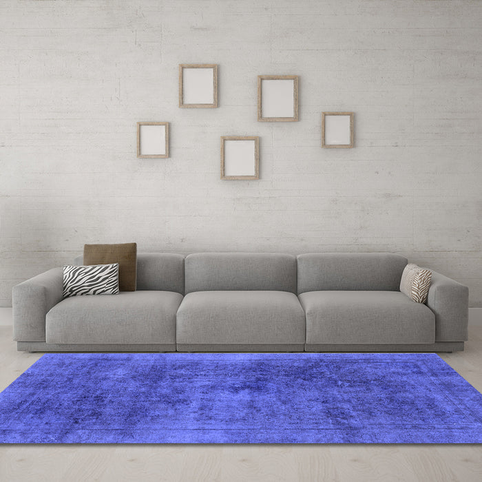 Machine Washable Abstract Blue Modern Rug in a Living Room, wshabs2129blu