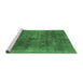 Sideview of Machine Washable Abstract Emerald Green Modern Area Rugs, wshabs2129emgrn