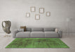 Machine Washable Abstract Green Modern Area Rugs in a Living Room,, wshabs2129grn