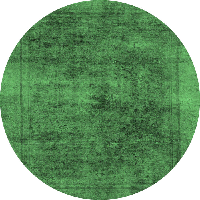 Round Abstract Emerald Green Modern Rug, abs2129emgrn