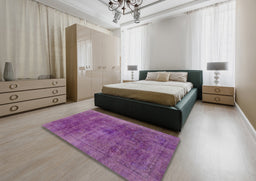 Abstract Orchid Purple Modern Rug in a Bedroom, abs2129
