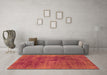 Machine Washable Abstract Orange Modern Area Rugs in a Living Room, wshabs2129org