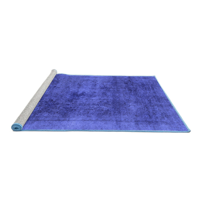 Sideview of Machine Washable Abstract Blue Modern Rug, wshabs2129blu