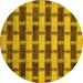 Round Machine Washable Abstract Yellow Modern Rug, wshabs212yw