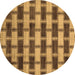 Round Machine Washable Abstract Brown Modern Rug, wshabs212brn