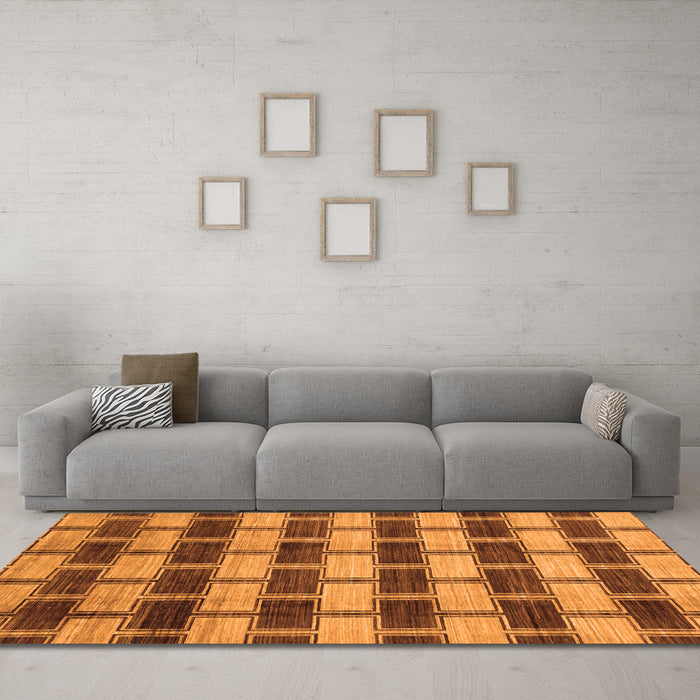 Machine Washable Abstract Orange Modern Area Rugs in a Living Room, wshabs212org