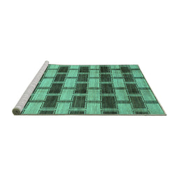 Sideview of Machine Washable Abstract Turquoise Modern Area Rugs, wshabs212turq