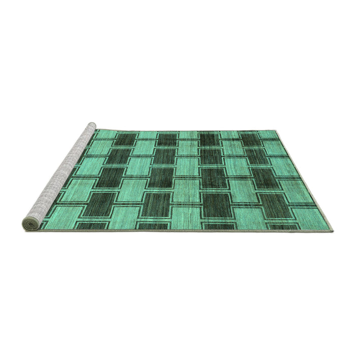 Sideview of Machine Washable Abstract Turquoise Modern Area Rugs, wshabs212turq