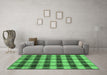 Machine Washable Abstract Emerald Green Modern Area Rugs in a Living Room,, wshabs212emgrn