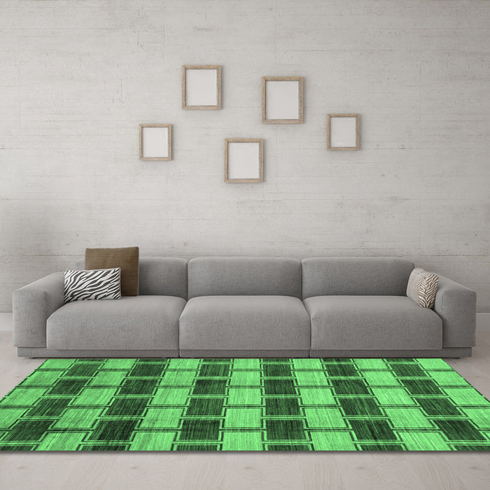 Machine Washable Abstract Emerald Green Modern Area Rugs in a Living Room,, wshabs212emgrn