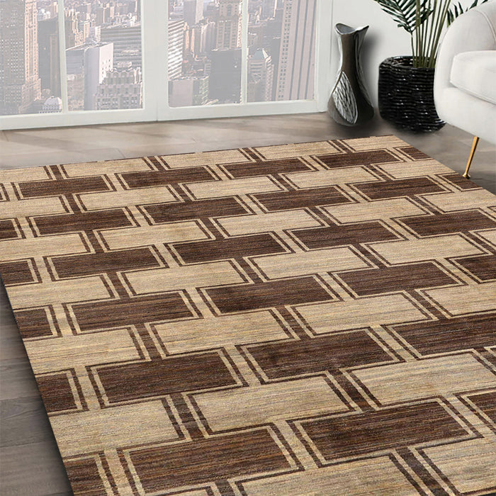 Abstract Sangria Brown Modern Rug in Family Room, abs212