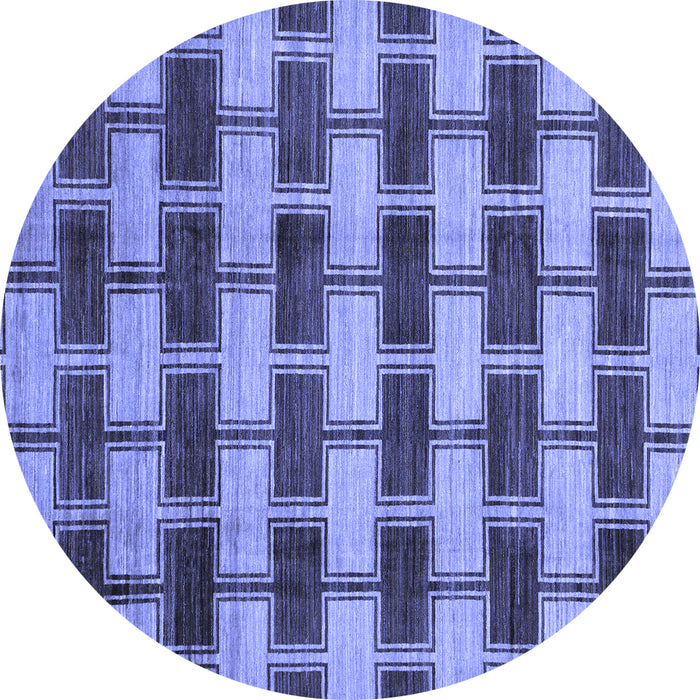 Round Abstract Blue Modern Rug, abs212blu