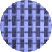 Round Abstract Blue Modern Rug, abs212blu