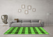 Machine Washable Abstract Green Modern Area Rugs in a Living Room,, wshabs212grn