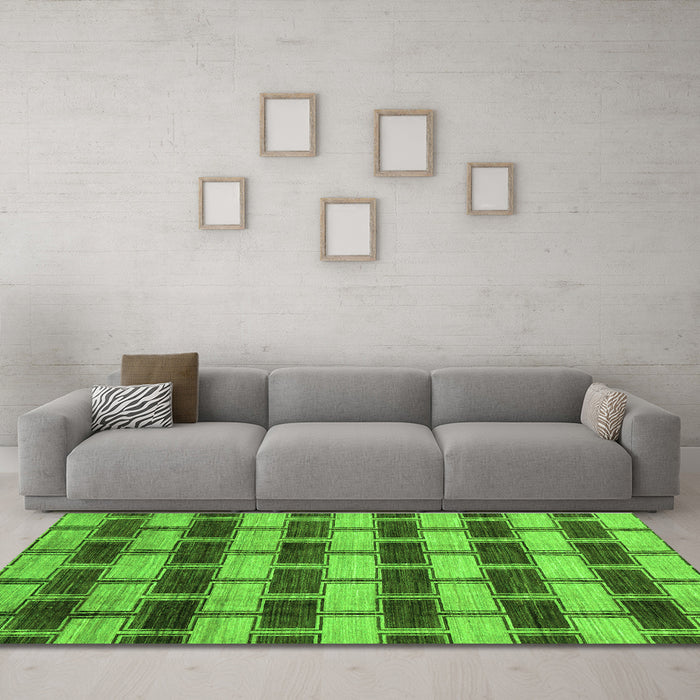 Machine Washable Abstract Green Modern Area Rugs in a Living Room,, wshabs212grn