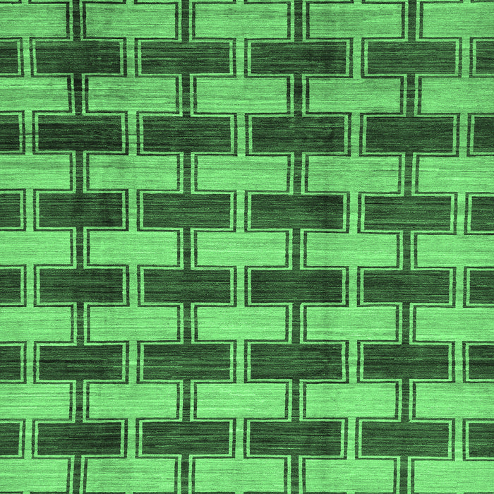 Square Machine Washable Abstract Emerald Green Modern Area Rugs, wshabs212emgrn