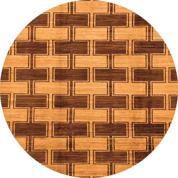 Round Abstract Orange Modern Rug, abs212org