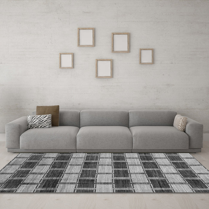 Machine Washable Abstract Gray Modern Rug in a Living Room,, wshabs212gry