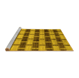 Sideview of Machine Washable Abstract Yellow Modern Rug, wshabs212yw