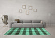 Machine Washable Abstract Turquoise Modern Area Rugs in a Living Room,, wshabs212turq