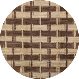 Round Abstract Sangria Brown Modern Rug, abs212