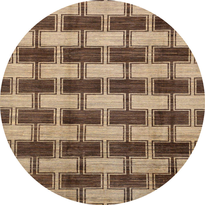 Round Abstract Sangria Brown Modern Rug, abs212