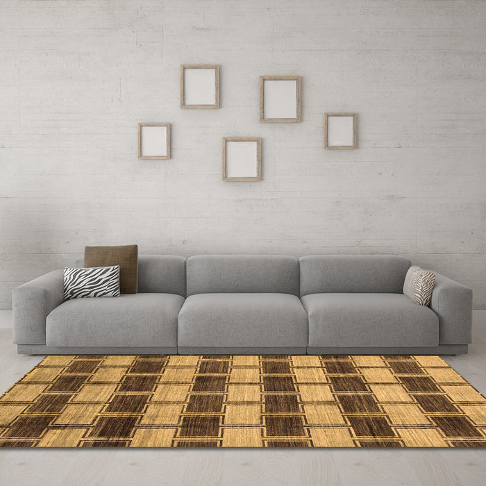 Machine Washable Abstract Brown Modern Rug in a Living Room,, wshabs212brn