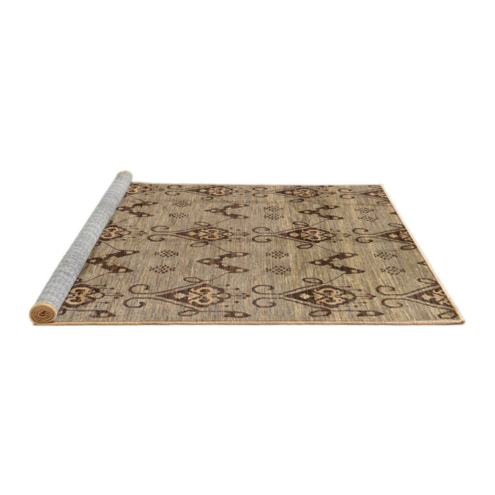Sideview of Machine Washable Abstract Brown Sand Brown Rug, wshabs213