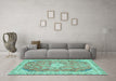 Machine Washable Abstract Turquoise Modern Area Rugs in a Living Room,, wshabs2130turq