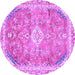 Round Machine Washable Abstract Purple Modern Area Rugs, wshabs2130pur