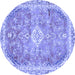 Round Machine Washable Abstract Blue Modern Rug, wshabs2130blu