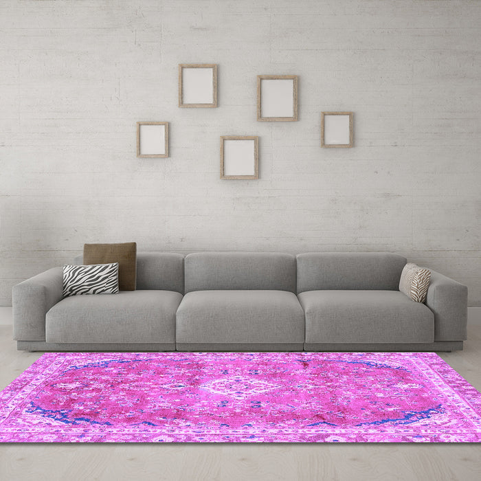 Machine Washable Abstract Purple Modern Area Rugs in a Living Room, wshabs2130pur