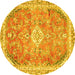 Round Machine Washable Abstract Yellow Modern Rug, wshabs2130yw