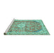 Sideview of Machine Washable Abstract Turquoise Modern Area Rugs, wshabs2130turq