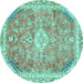 Round Abstract Turquoise Modern Rug, abs2130turq