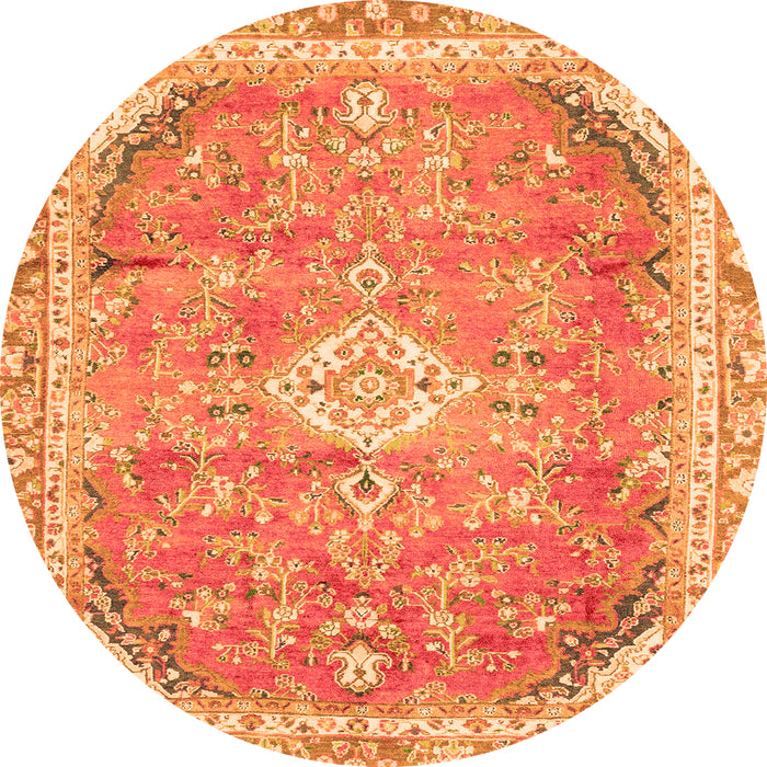 Round Abstract Orange Modern Rug, abs2130org