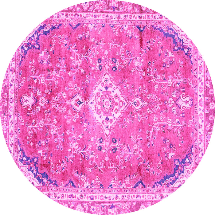 Round Abstract Pink Modern Rug, abs2130pnk