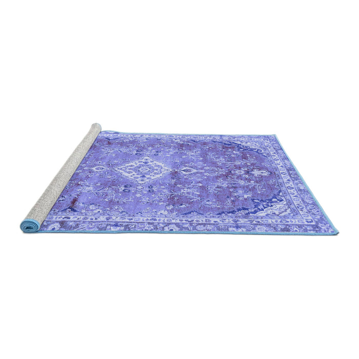 Sideview of Machine Washable Abstract Blue Modern Rug, wshabs2130blu