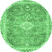 Round Abstract Emerald Green Modern Rug, abs2130emgrn