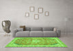 Machine Washable Abstract Green Modern Area Rugs in a Living Room,, wshabs2130grn