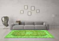 Machine Washable Abstract Green Modern Rug, wshabs2130grn