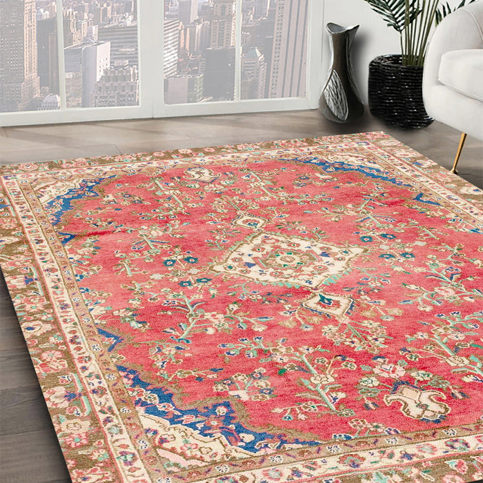 Abstract Brown Modern Rug in Family Room, abs2130