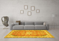 Machine Washable Abstract Yellow Modern Rug, wshabs2130yw